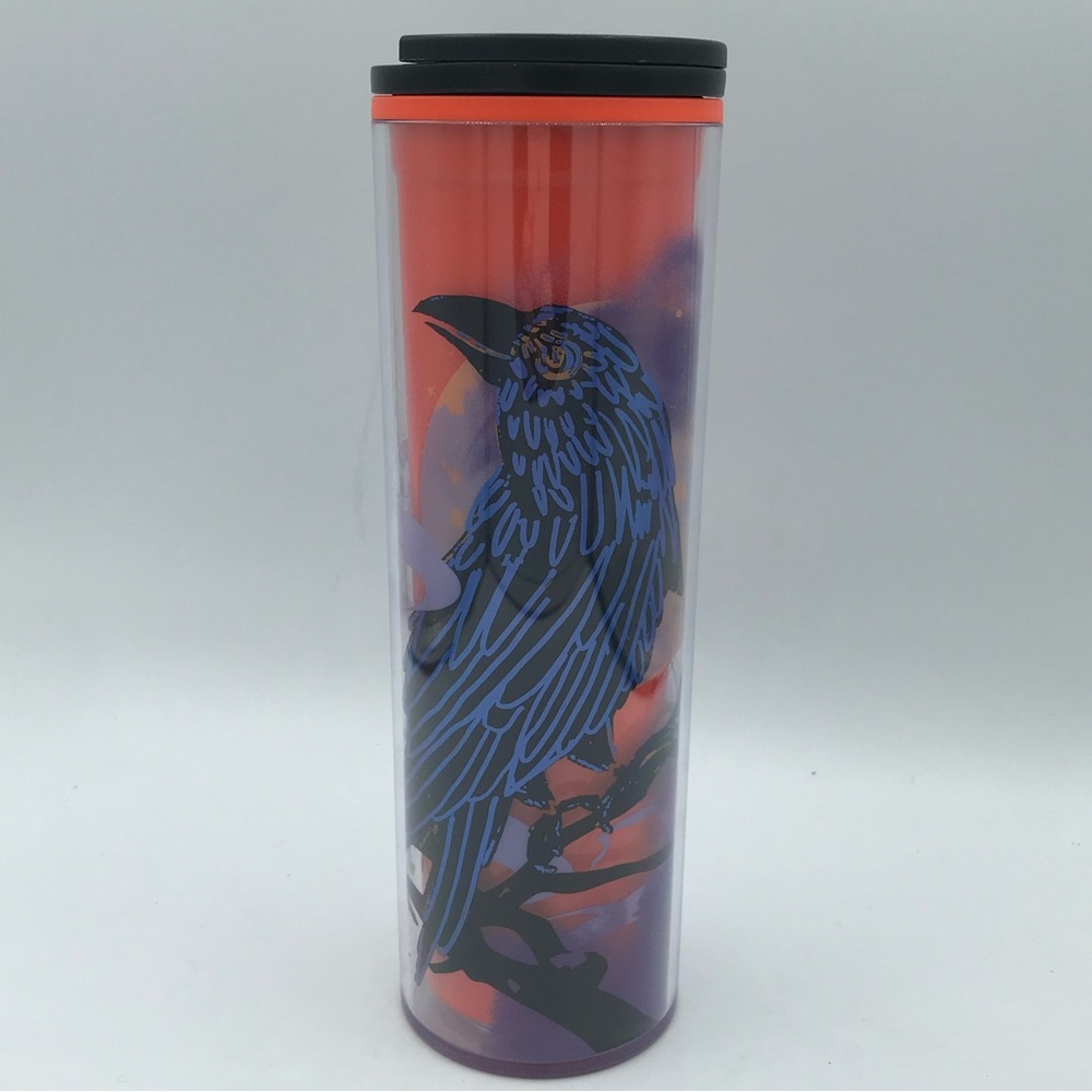 New Starbucks Halloween Campfire Raven Travel Tumbler 16oz Fall Orange Purple